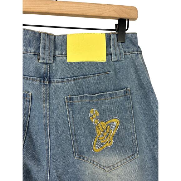 Vivienne Westwood High Rise Wide Leg Button Fly Jeans Sz Large - Picture 8 of 11